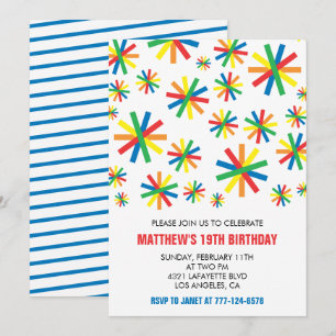 Invitations d'anniversaire 19 ans simples Garçon c