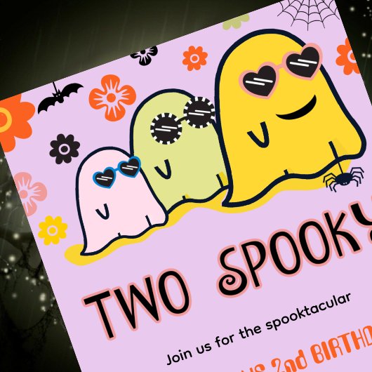invitations d'anniversaire 2 ans Halloween fantôme