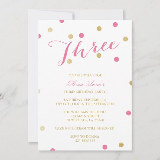 Invitations d'anniversaire à Confetti Gold Parties (Devant)