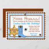 Invitations d'anniversaire à Cowboy Wild West (Devant / Derrière)
