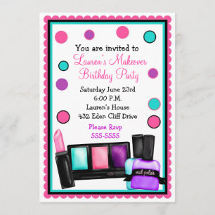 Invitations d'anniversaire à faire un maquillage