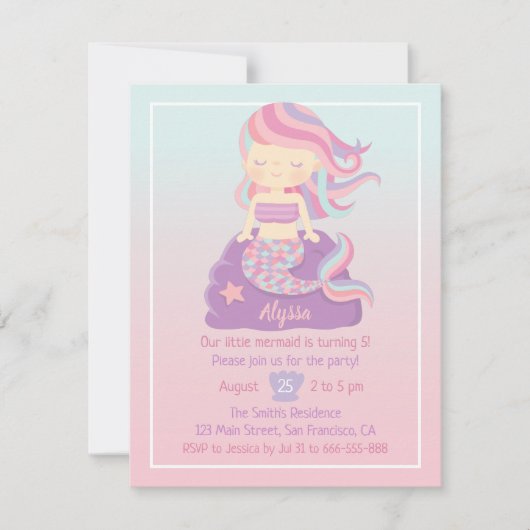 Invitations d'anniversaire à la mignonne fille de  (Devant)