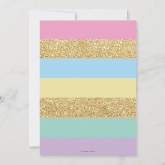 Invitations d'anniversaire à l'Unicorne Rainbow Gi (Dos)