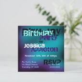 Invitations d'anniversaire Abstrait Turquoise et v (Debout devant)