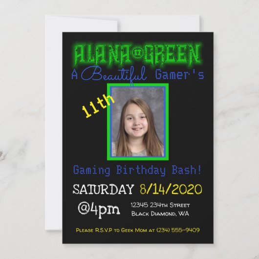Invitations d'anniversaire Alana Green (Devant)