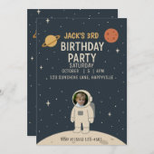 invitations d'anniversaire astronaute garçon (Devant / Derrière)