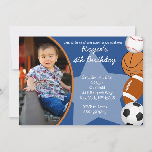 Invitations d'anniversaire au baseball sportif (Devant)