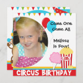 Invitations d'anniversaire au Cirque Photo Customi (Devant / Derrière)