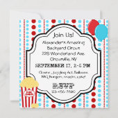 Invitations d'anniversaire au cirque rouge, blanc (Dos)