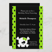 Invitations d'anniversaire au crâne de fille (Devant / Derrière)