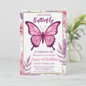 invitations d'anniversaire aux papillons roses et (Debout devant)