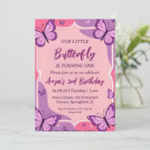 invitations d'anniversaire aux papillons roses et  (Debout devant)