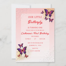 Invitations d'anniversaire aux papillons rouges