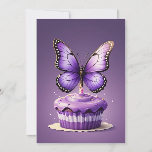 Invitations d'anniversaire aux papillons violets (Devant)