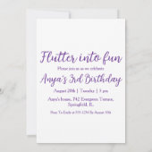 Invitations d'anniversaire aux papillons violets (Dos)