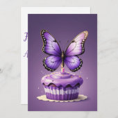 Invitations d'anniversaire aux papillons violets (Devant / Derrière)