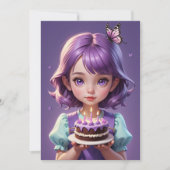 Invitations d'anniversaire aux papillons violets (Devant)