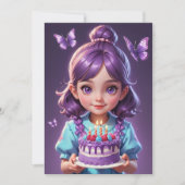 Invitations d'anniversaire aux papillons violets (Devant)