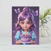 Invitations d'anniversaire aux papillons violets (Debout devant)
