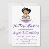 Invitations d'anniversaire aux papillons violets (Devant)