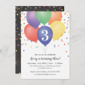Invitations d'anniversaire avec ballons de couleur (Devant / Derrière)