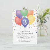 Invitations d'anniversaire avec ballons de couleur (Debout devant)