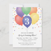 Invitations d'anniversaire avec ballons de couleur (Devant)