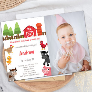 Invitations d'anniversaire Barnyard avec photo