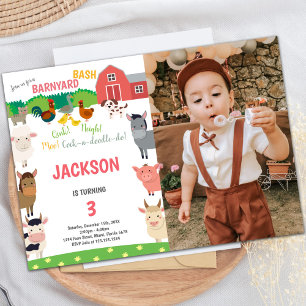 Invitations d'anniversaire Barnyard avec photo