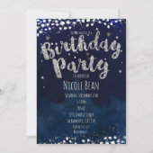 Invitations d'anniversaire Blue & Silver Starry (Devant)