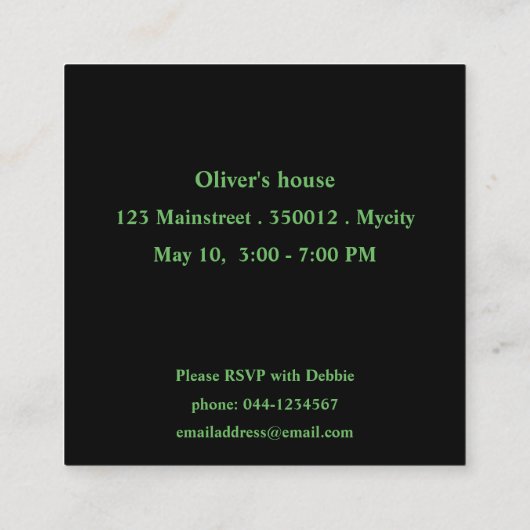 Invitations d'anniversaire carré (pack de 100) (Dos)