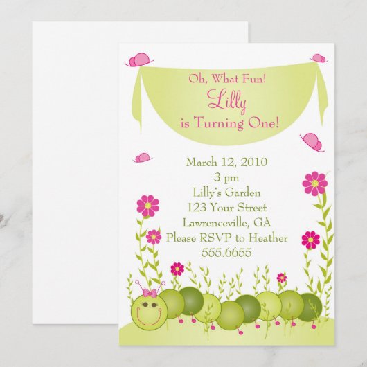 Invitations d'anniversaire Caterpillar (Devant / Derrière)