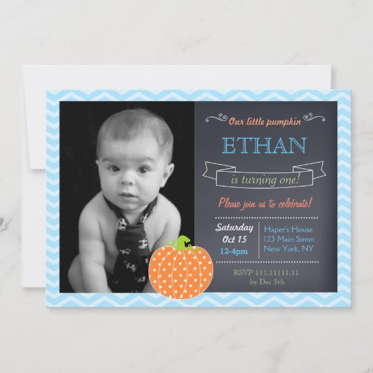 Invitations d'anniversaire citrouille Chalkboard (Devant)