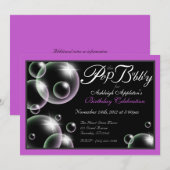 Invitations d'anniversaire Classy "Pop the Bubbly" (Devant / Derrière)