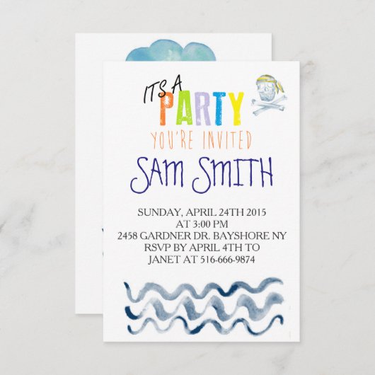 Invitations d'anniversaire colorées (Devant / Derrière)