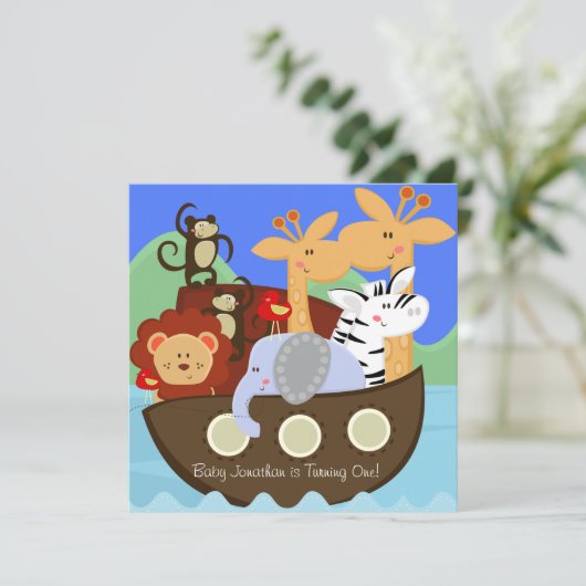 Invitations d'anniversaire Customisées à l'arche d (Debout devant)