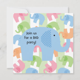 Invitations d'anniversaire Customisées aux éléphan