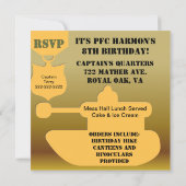 Invitations d'anniversaire Customisées de l'Armée (Dos)
