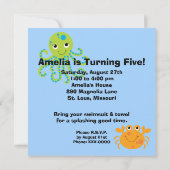 Invitations d'anniversaire Customisées de poulpe (Dos)