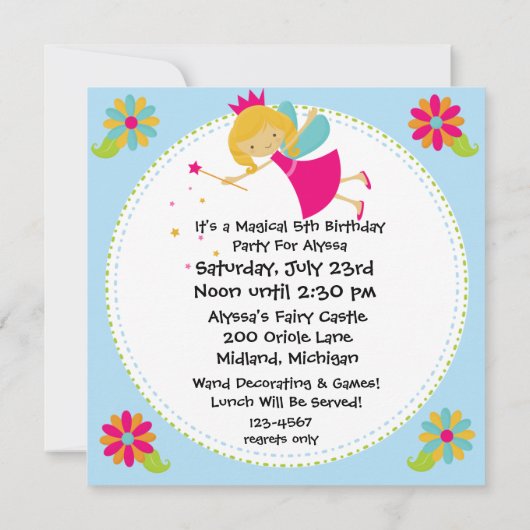 Invitations d'anniversaire customisées par (Dos)