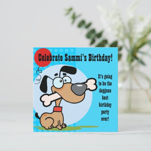 Invitations d'anniversaire customisés par chiot (Debout devant)
