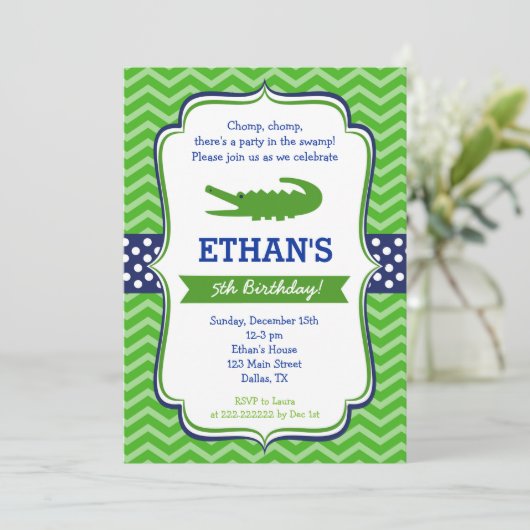 Invitations d'anniversaire d'Alligator (Debout devant)