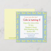 Invitations d'anniversaire d'alligator de bébé (Devant / Derrière)