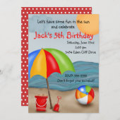 Invitations d'anniversaire d'amusement de plage (Devant / Derrière)