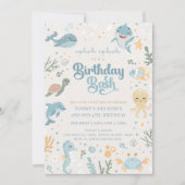 Invitations d'anniversaire d'animal marin. Anniver (Devant)