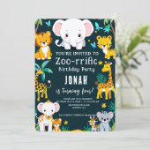 Invitations d'anniversaire d'animaux sauvages - An (Debout devant)