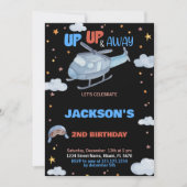 Invitations d'anniversaire d'avion bleu gris noir (Devant)