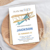 Invitations d'anniversaire d'avion bleu vert