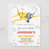 Invitations d'anniversaire d'avion jaune (Devant)