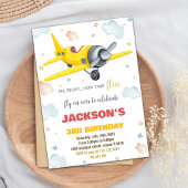 Invitations d'anniversaire d'avion jaune